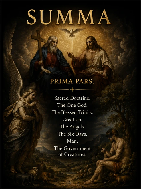 Prima Pars: Sacred Doctrine, God, the Trinity, creation, angels, and man