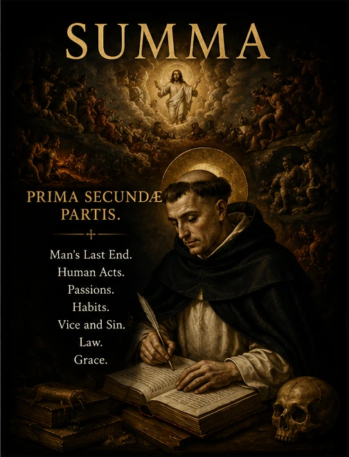 Prima Secundæ Partis: man's last end, human acts, passions, habits, sin, law, and grace
